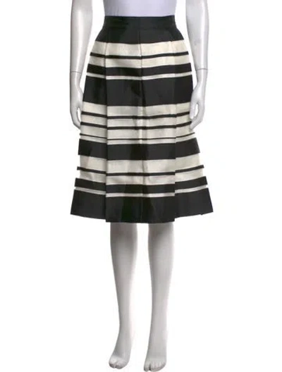 Pre-owned Kate Spade Striped Midi Length Skirt W/ Tags In Black