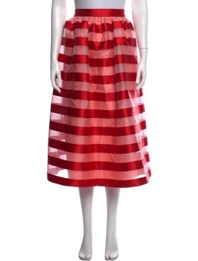 Pre-owned Kate Spade Striped Midi Length Skirt W/ Tags In Red