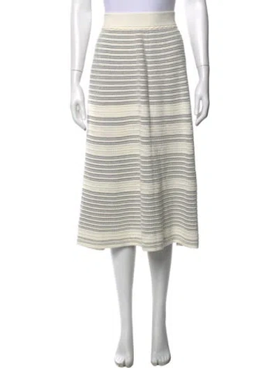 Pre-owned Kate Spade Striped Midi Length Skirt In White