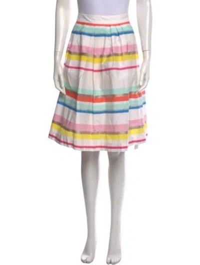 Pre-owned Kate Spade Striped Midi Length Skirt In White