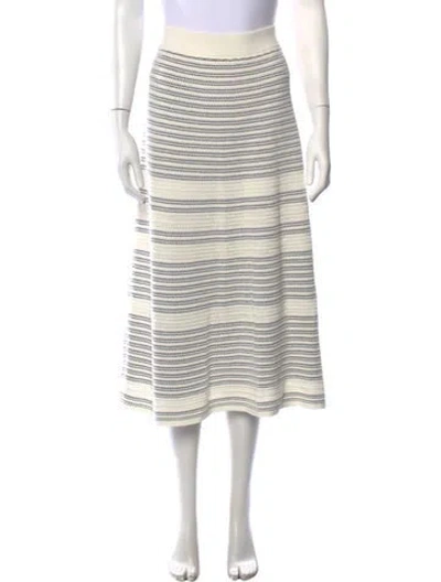 Pre-owned Kate Spade Striped Midi Length Skirt In White