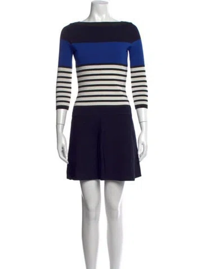 Pre-owned Kate Spade Striped Mini Dress In Black/blue