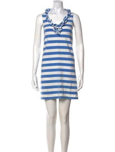 Pre-owned Kate Spade Striped Mini Dress In Blue