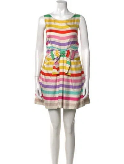 Pre-owned Kate Spade Striped Mini Dress In Neutral