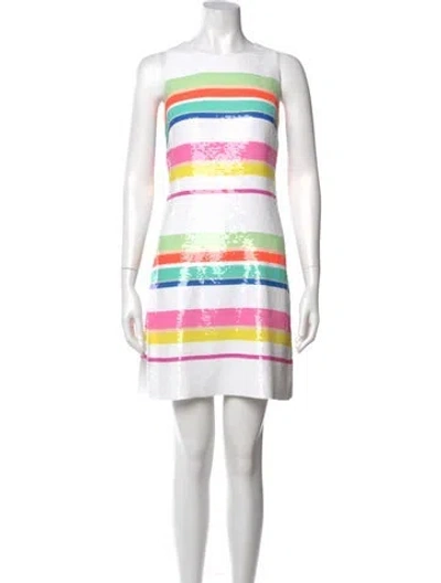 Pre-owned Kate Spade Striped Mini Dress In White