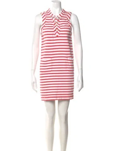 Pre-owned Kate Spade Striped Mini Dress In White