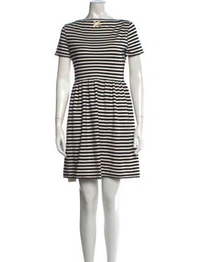 Pre-owned Kate Spade Striped Mini Dress In White