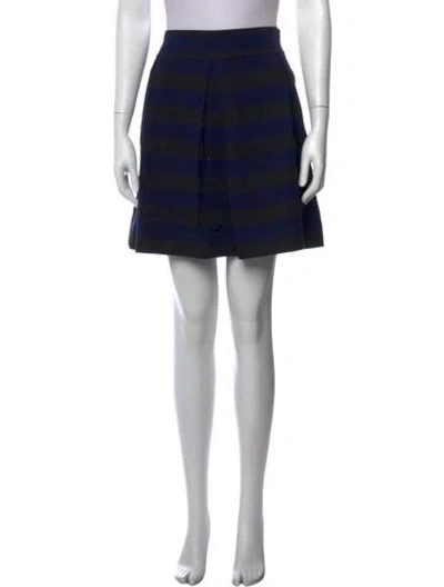 Pre-owned Kate Spade Striped Mini Skirt In Black/blue