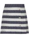 Kate Spade Pleated Striped Tweed Mini Skirt In Blau