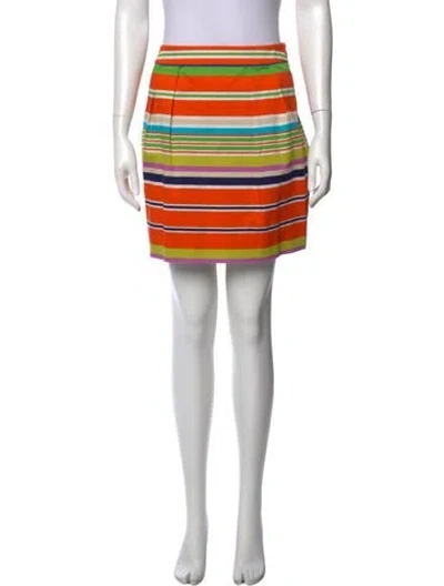 Pre-owned Kate Spade Striped Mini Skirt In Orange