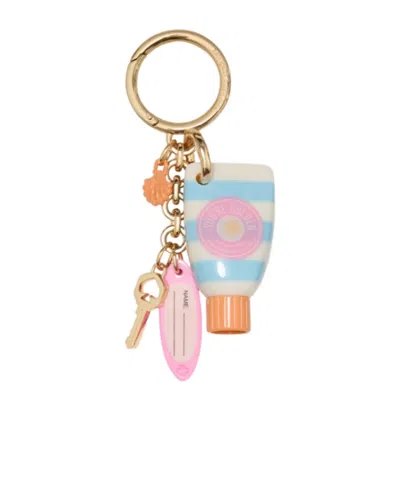 KATE SPADE STRIPED MULTI-CHARM KEYRING