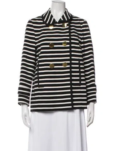 Pre-owned Kate Spade Striped Peacoat In Black