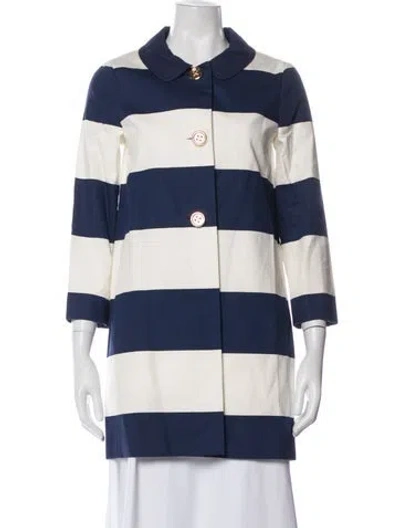 Pre-owned Kate Spade Striped Peacoat In Blue