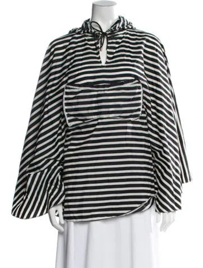 Pre-owned Kate Spade Striped Poncho In Black