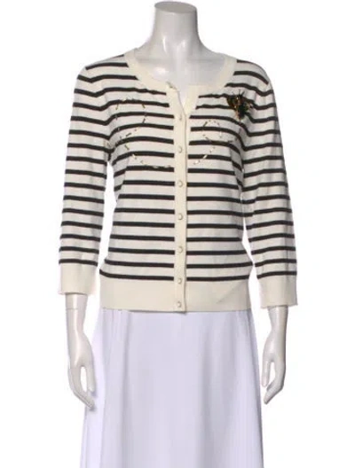 Pre-owned Kate Spade Striped Scoop Neck Sweater In Black