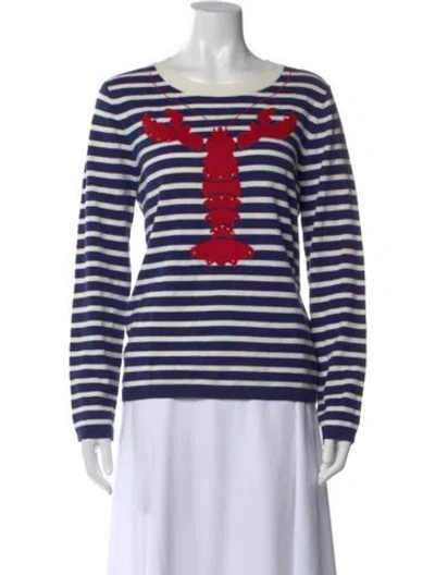 Pre-owned Kate Spade Striped Scoop Neck Sweater In Blue