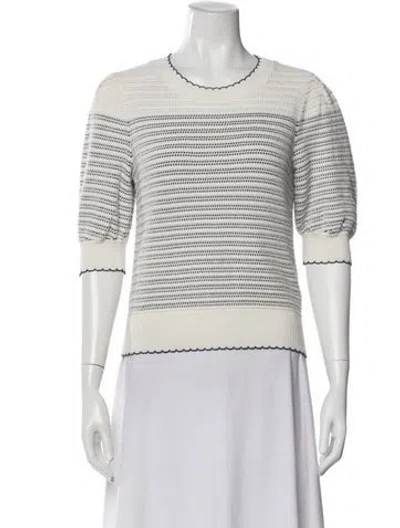 Pre-owned Kate Spade Striped Scoop Neck Sweater In White