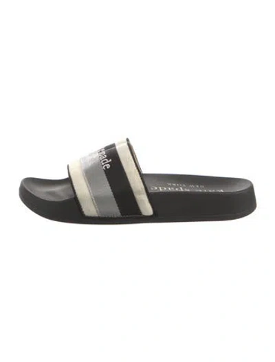 Pre-owned Kate Spade Striped Slides In Black/white