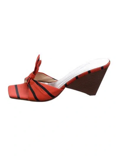 Pre-owned Kate Spade Striped Slides In Brown