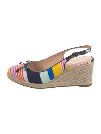 Pre-owned Kate Spade Striped Slingback Pumps In Neutrals