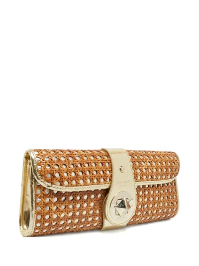 Pre-owned Kate Spade Stud-detail Clutch Bag In Brown