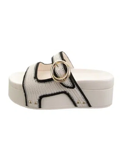 Pre-owned Kate Spade Studded Accents Slides In Neutrals