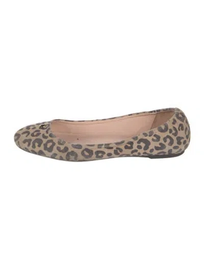 Pre-owned Kate Spade Suede Animal Print Ballet Flats In Neutral