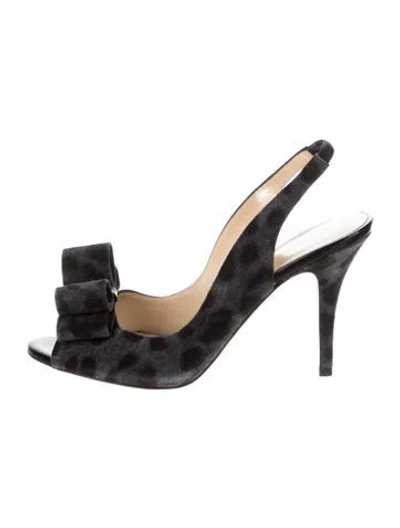 Pre-owned Kate Spade Suede Animal Print Slingback Pumps In Gray