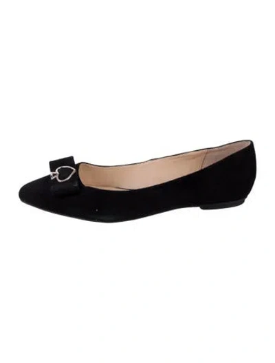 Pre-owned Kate Spade Suede Ballet Flats In Black