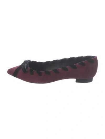 Pre-owned Kate Spade Suede Ballet Flats In Burgundy
