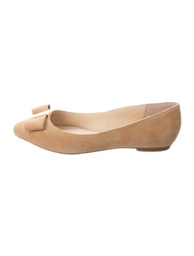 Pre-owned Kate Spade Suede Ballet Flats In Neutral