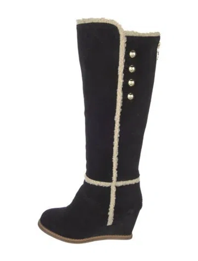 Pre-owned Kate Spade Suede Boots In Black