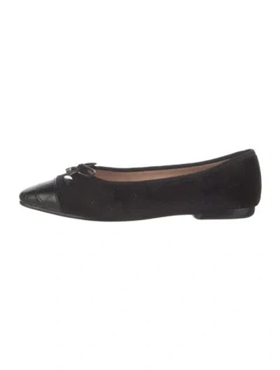 Pre-owned Kate Spade Suede Bow Accents Ballet Flats In Black