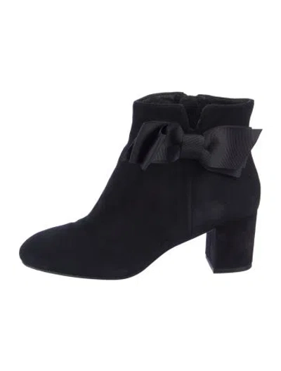 Pre-owned Kate Spade Suede Bow Accents Boots In Black