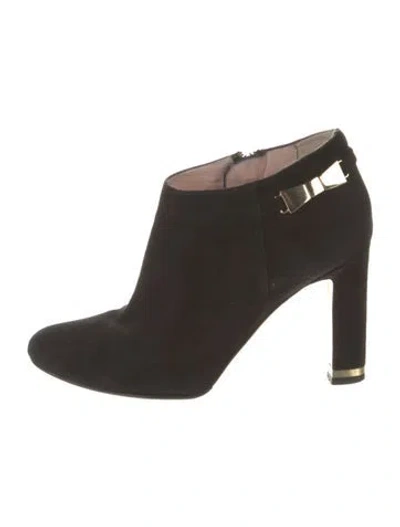 Pre-owned Kate Spade Suede Bow Accents Boots In Black