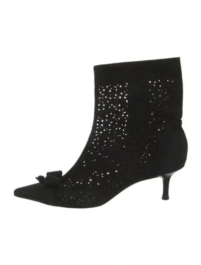 Pre-owned Kate Spade Suede Bow Accents Boots In Black
