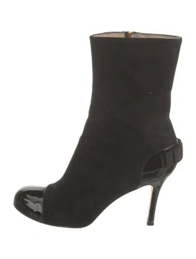 Pre-owned Kate Spade Suede Bow Accents Boots In Black