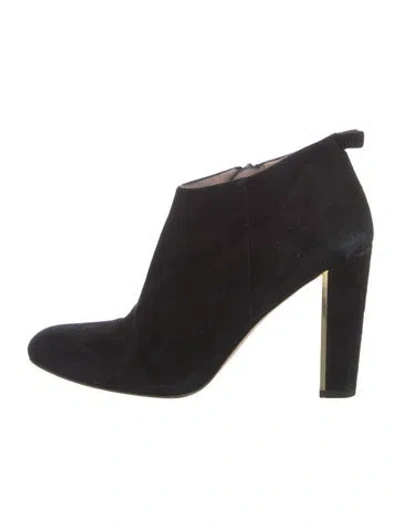 Pre-owned Kate Spade Suede Bow Accents Boots In Black