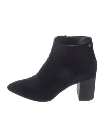 Pre-owned Kate Spade Suede Bow Accents Boots In Black