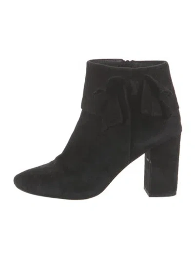 Pre-owned Kate Spade Suede Bow Accents Boots In Black