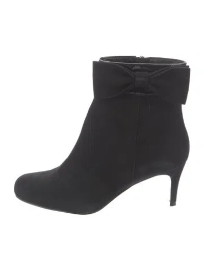 Pre-owned Kate Spade Suede Bow Accents Boots In Black/blue
