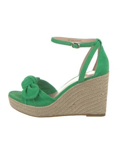 Pre-owned Kate Spade Suede Bow Accents Espadrilles In Green