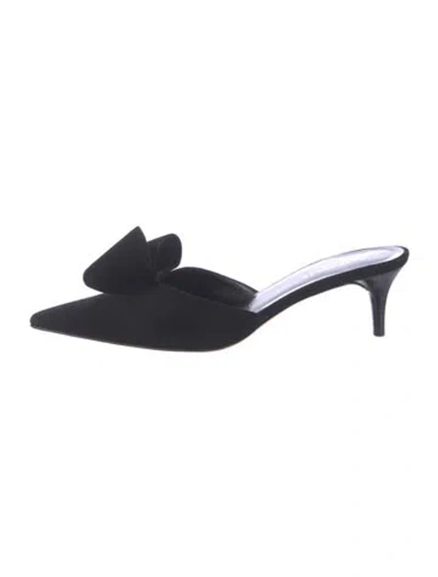 Pre-owned Kate Spade Suede Bow Accents Mules In Black