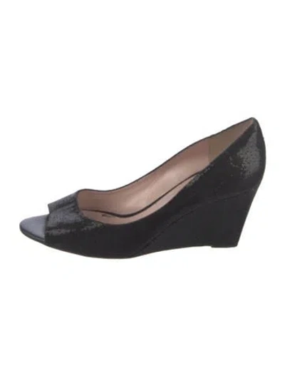 Pre-owned Kate Spade Suede Bow Accents Pumps In Black