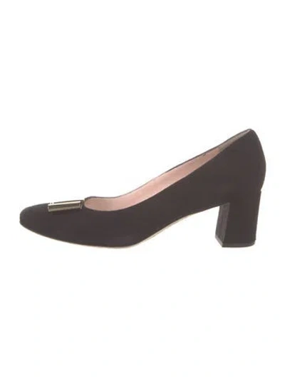 Pre-owned Kate Spade Suede Bow Accents Pumps In Black