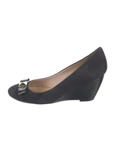 Pre-owned Kate Spade Suede Bow Accents Pumps In Blue