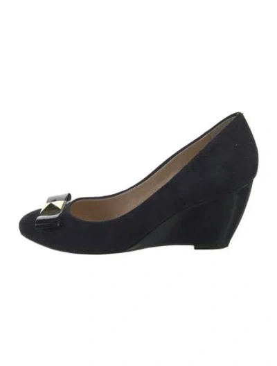 Pre-owned Kate Spade Suede Bow Accents Pumps In Blue