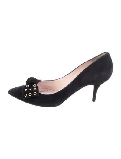 Pre-owned Kate Spade Suede Bow Accents Pumps In Blue