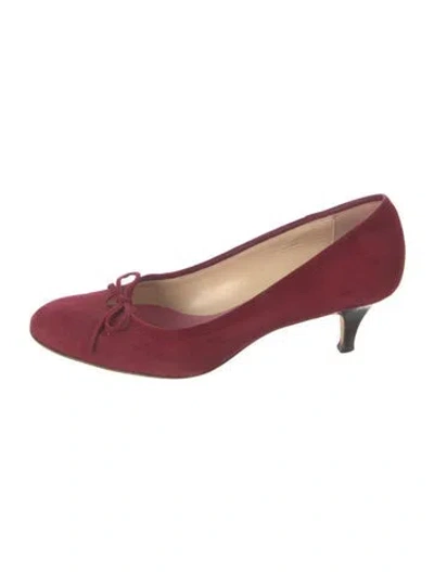 Pre-owned Kate Spade Suede Bow Accents Pumps In Red