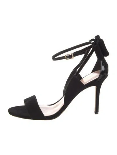 Pre-owned Kate Spade Suede Bow Accents Sandals In Black